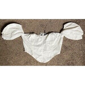 NWT Nasty Girl‎ White Zippered Crop Top Size 10